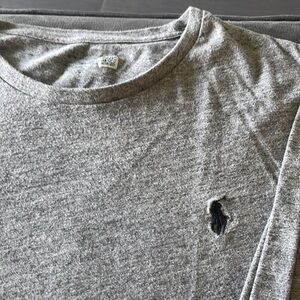 Men’s Polo Crew Neck Long Sleeve Cotton Shirt - Heather Gray